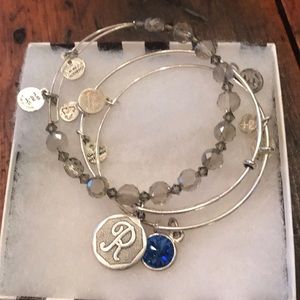 Alex and Ani 3 bracelets included R charm